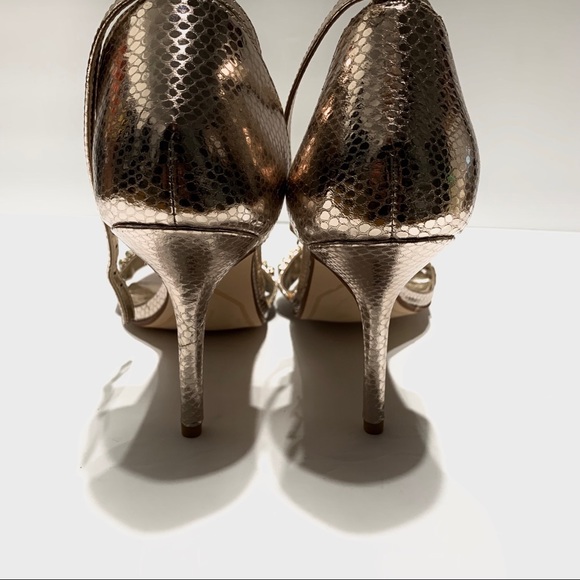 DUNE LONDON GOLDEN BEJEWELED ANKLE STRAP SANDALS - Picture 6 of 16